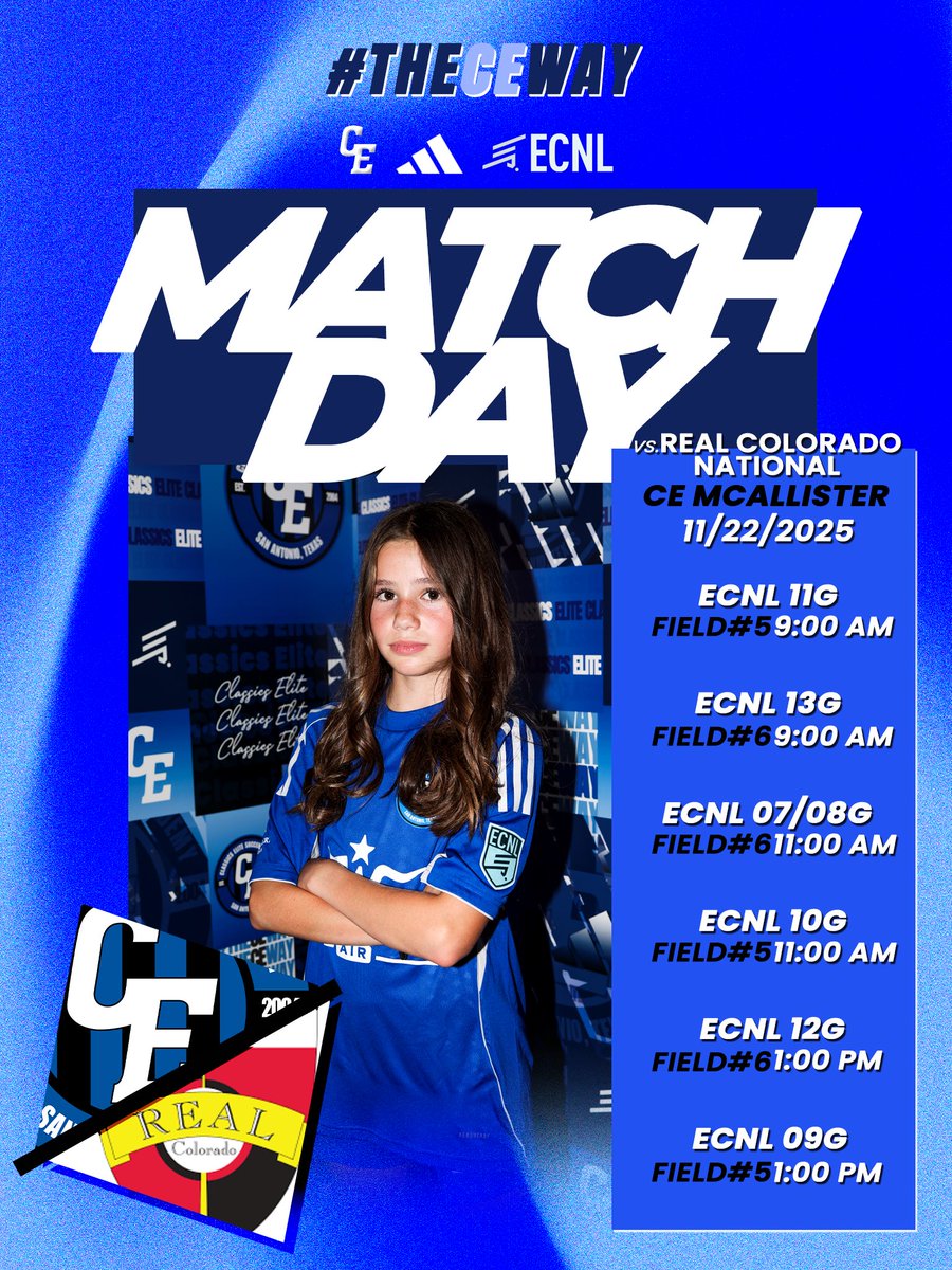 ClassicsEliteSA's tweet image. 🏟️ FINAL HOME GAMES! 🏟️ CE ECNL wraps up the home season with back-to-back matchups this weekend!

⚽ Saturday: vs. Real Colorado National

⚽ Sunday: vs. Colorado Rapids

#theCEway #ECNLseason #lasthomegames