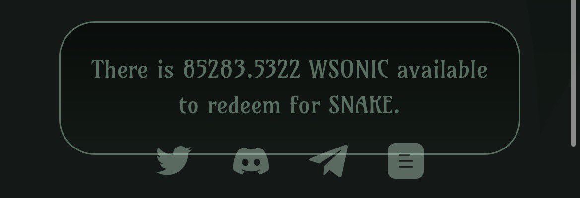 SnakeOnSonic's tweet image. Redemptions for $SNAKE to $S consistently stay topped up

Over 85,000 $S up for grabs for $SNAKE Holders &amp;amp; $gSNAKE stakers

Stack $S on Snake Finance