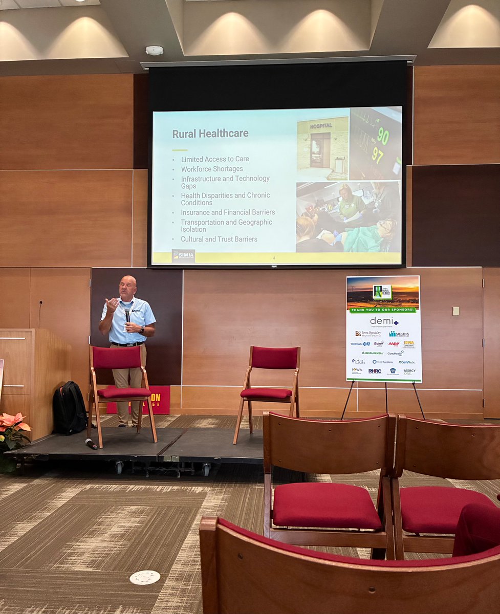 SIM-IA is celebrating #NationalRuralHealthDay at the Iowa Rural Health Association Conference! Program Director Brian Rechkemmer is sharing how our traveling simulation program is driving health forward across Iowa, where a majority of hospitals are classified as Critical Access.