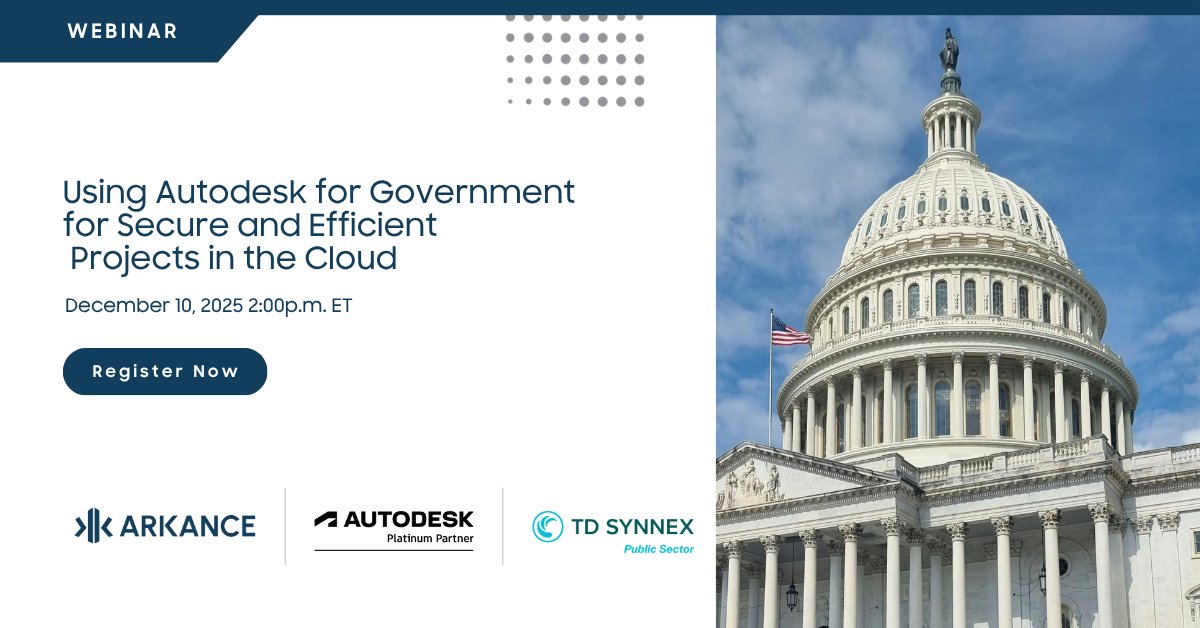 TD_SYNNEX_PS's tweet image. Join @Arkancein live on December 10 at 2:00 P.M. EST to learn how @autodesk for Government (AFG) enables #secure, #cloud based collaboration.

We’ll cover the features and functionality of #Autodesk Docs for #Government and Autodesk #BIM Collaborate Pro for Government, and show…