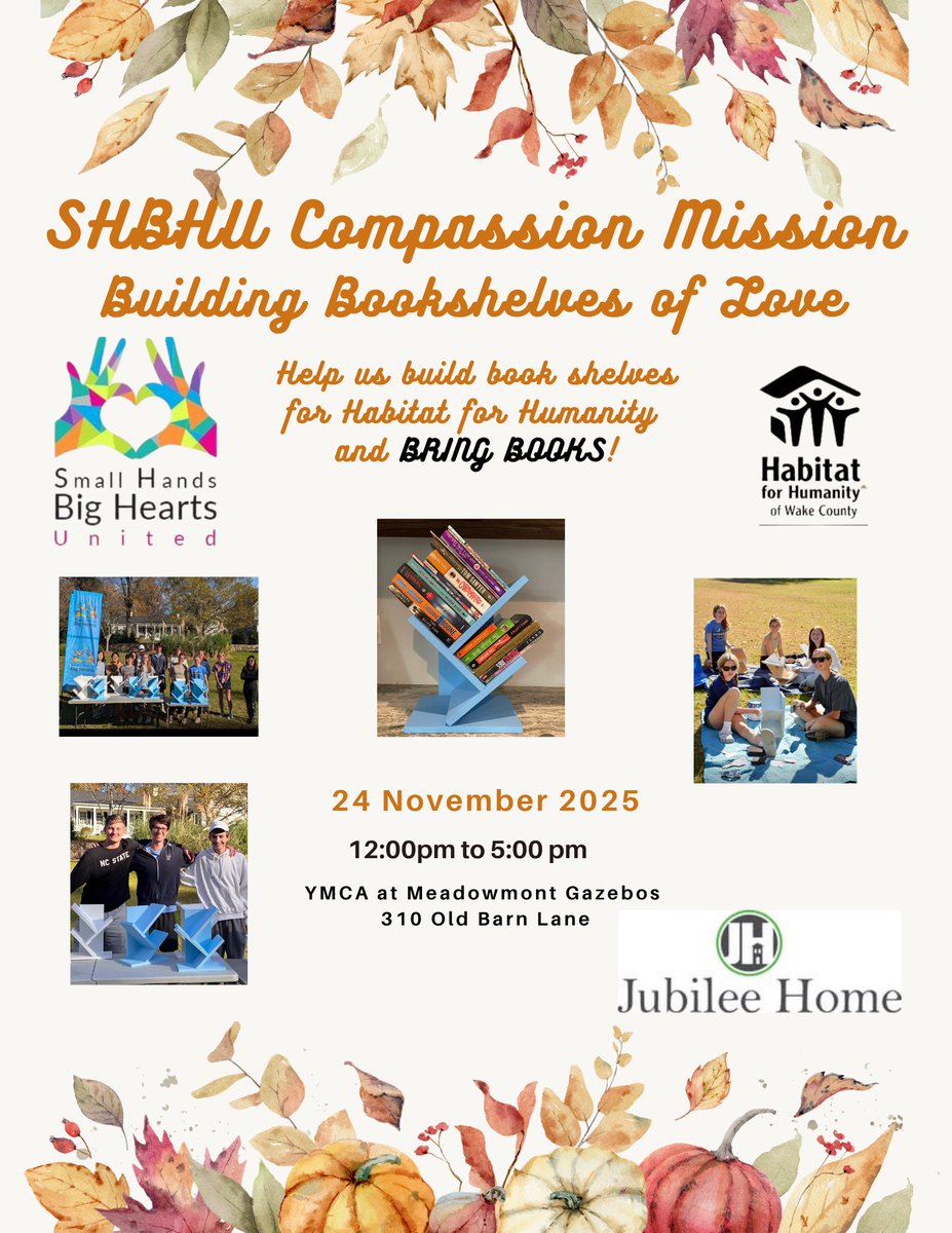 Some of the bookshelves being built by the "Builders of Love" Ambassador Teens will ALSO be given to those at the Jubilee Home n Durham. Check out this VIDEO CLIP they sent us where they are speaking of the impactful mission. It's a very powerful one. drive.google.com/file/d/1Gga-Um…