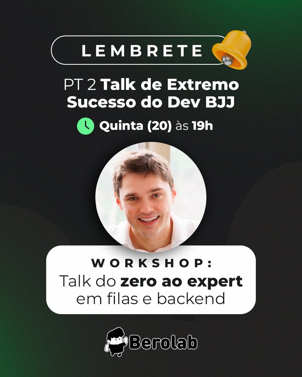devbjj's tweet image. É HOJE GALERA!
Não sabe oq fazer no feriadão?
Ta ai perdendo seu tempo?
HJ eu e o @TryGrow vamos falar sobre BACKEND.
Começando do básico: APIs, DB, Frameworks...
Até chegarmos em filas.
HJ vai ser pedrada e pill atrás de pill!
Tudo isso e mais na @berolabx !