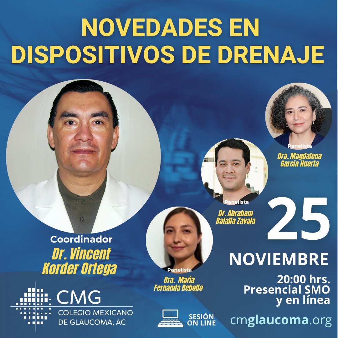 Próxima Sesión de #Glaucoma
NOVIEMBRE 2025

👉 cmglaucoma.org

#ColegioMexicanodeGlaucoma #GlaucomaSesiones #OftalmologosespecialistasenGlaucoma #Glaucoma