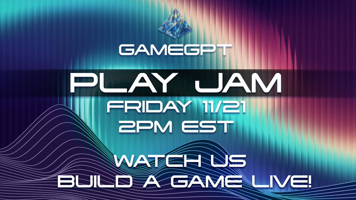 Prompt to Play is being pushed back one week.

Instead, this Friday 11/21 at 2PM EST, GameGPT is hosting a live community Game Jam.

Join our Discord for the stream as Devin uses ideas from the chat to build a full game with our AI Game Builder.