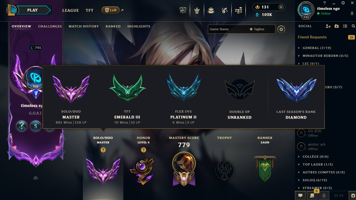 🔴 OBJECTIF 200LP, de la Kai'Sa et de la Zeri au menu, on doit absolument renforcer notre profil pour la saison 2026, gameplay priorisé à l'animation. 

🗒️Objectif : Affronter Caliste une fois dans ma vie.

twitch.tv/l3o__lol