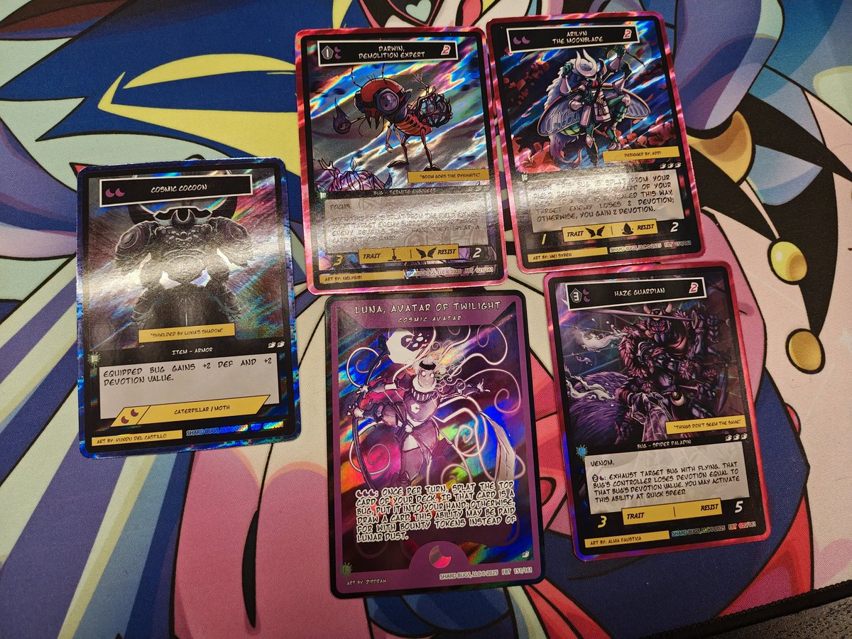 squeak3rs's tweet image. Never been into trading card games... Until I realized there&apos;s a BUG ONE! They look so good... and the style is just top tier!