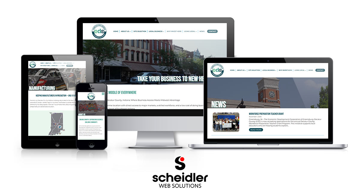 ScheidlerWeb's tweet photo. Thank you to the Greensburg/Decatur County Economic Development Corporation for choosing us to create their new #WordPress website! https://t.co/Cq5fJA5Q0O https://t.co/VqnYnyUWQa