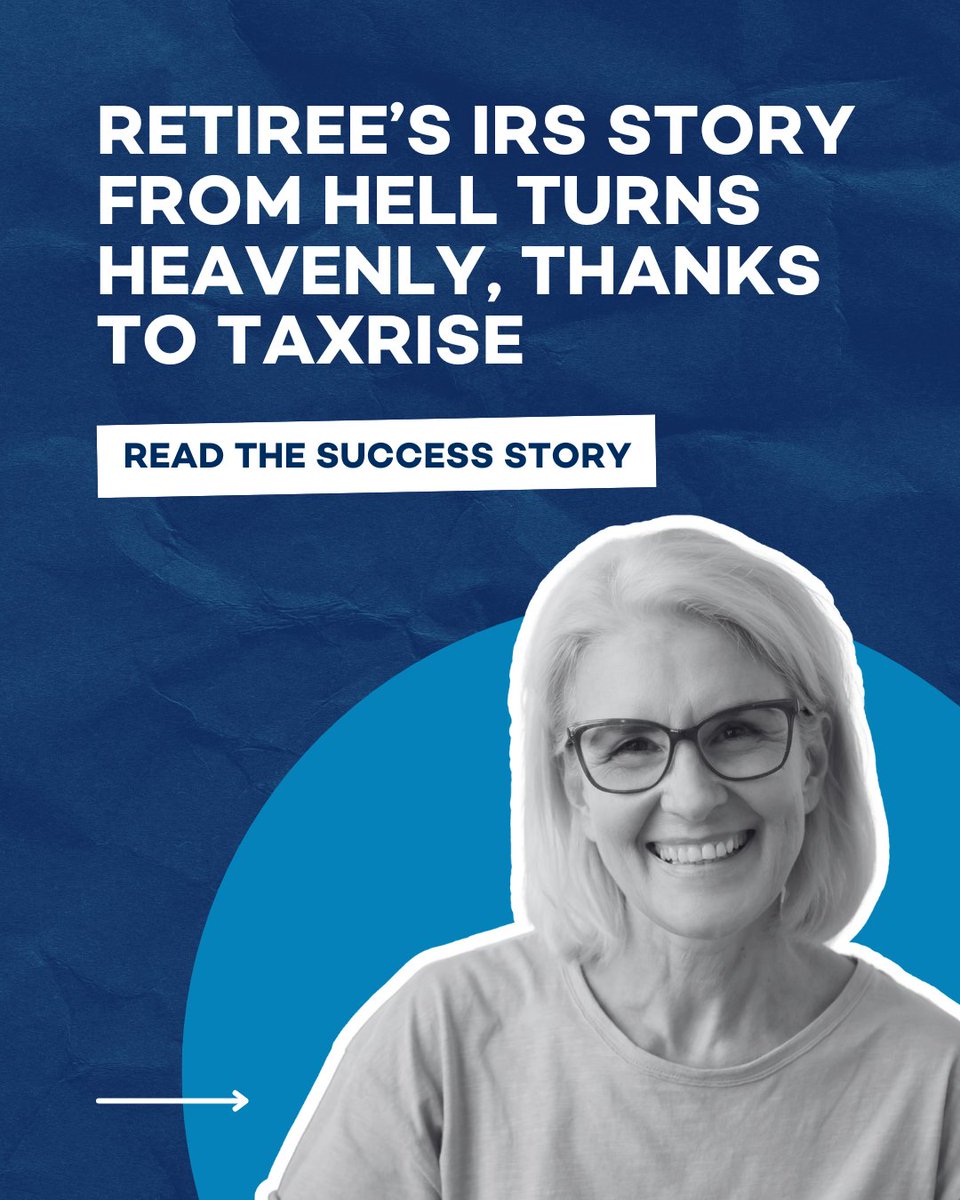 TaxRise's tweet image. At 66, unemployed, and relying on Social Security, Karen could barely cover basic bills — let alone a large tax bill. TaxRise stepped in and made sure she didn’t lose the savings she worked for her whole life.

#taxrelief #taxresolution #testimonial #IRShelp