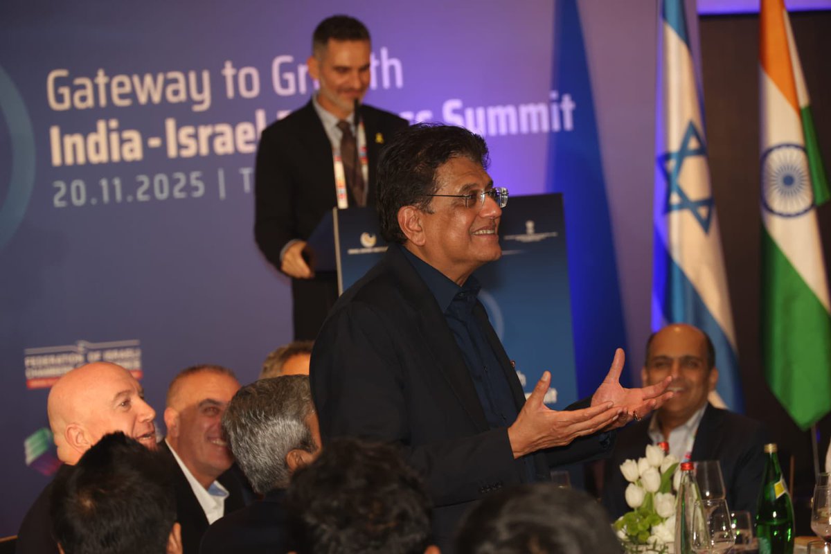 PiyushGoyal's tweet image. Delighted to attend the Gala hosted by Minister of Economy and Industry of Israel @NirBarkat, bringing together leading business associations and trade bodies from both countries.  

Encouraged by the shared commitment to expanding bilateral trade and investment.

 📹…