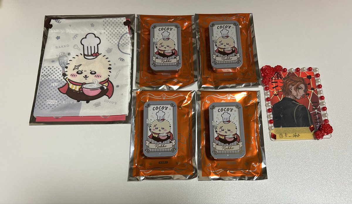 ちいかわ ココス 巾着 ラバーキーホルダー ミニタオル スライドケース