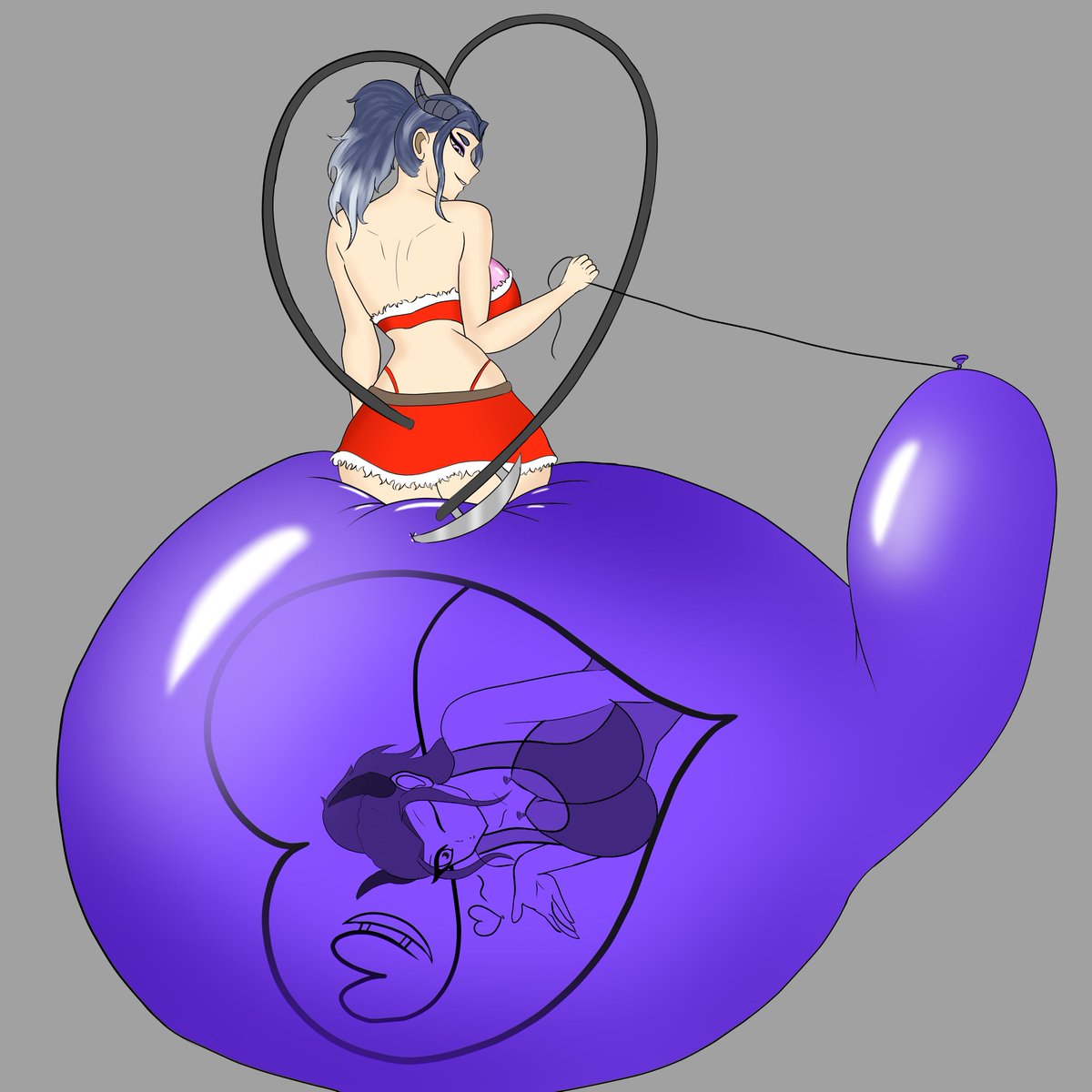 "Awww~ What a cute balloon~ Thanks D a r l i n g~
What's that? "Gib it back"? Nah, it's mine now. It's got my face on it after all~ So I can do with it what I want~"

Small gift for <a href="/MiraKinks/">Mira</a> cause I wanted Mirass and balloobs
Outfit inspired by Sakura Santa
#Loonerart