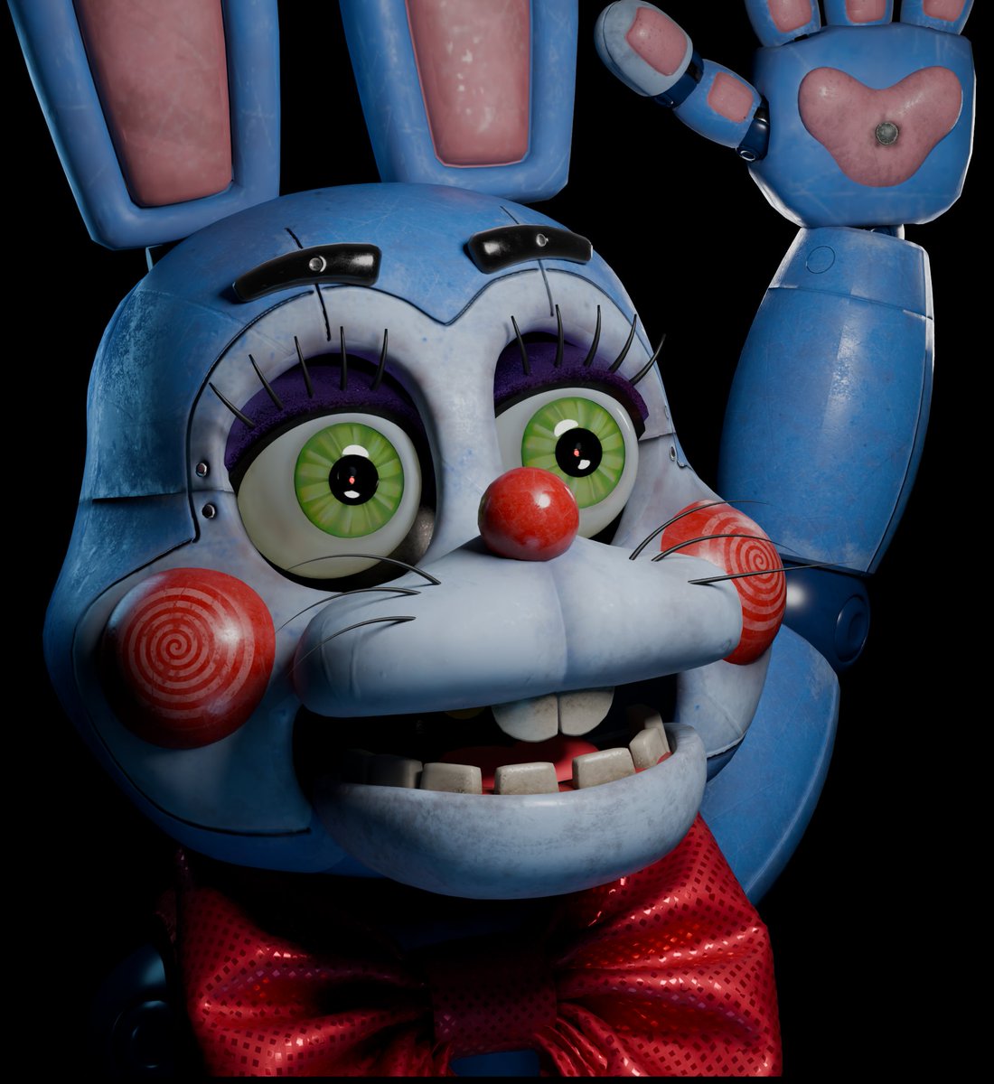 EXG1983's tweet image. Toy Bonnie Update. 
-
I really need to get better at texturing.
-
Eyes by @movie_s21476 
-
Edit/Retex by me
-
#FNAF #blender3d #b3d