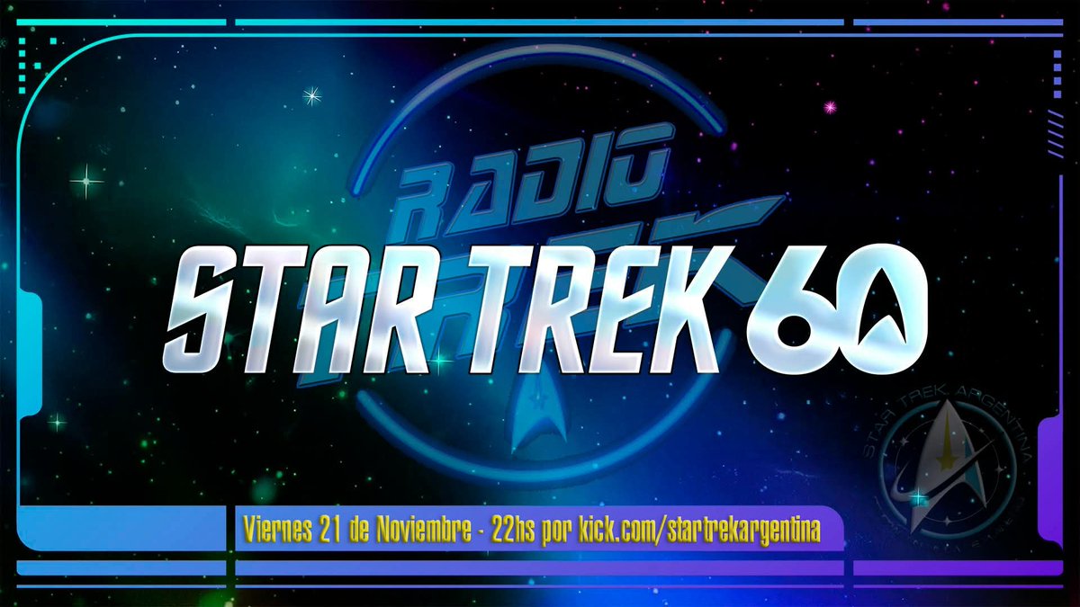 RADIO TREK (Temporada 2025)
Viernes 21 de Noviembre, 22hs por
kick.com/startrekargent…  
Conduccion: <a href="/jdciri/">Jorge Cirigliano</a>  y Gustavo Ball 

Cerrando el año, un balance de lo que vivimos y lo que vendrá este 2026 y el 60 aniversario.

Los esperamos a <a href="/todos/">todos</a> con sus comentarios en vivo!!! 🖖
