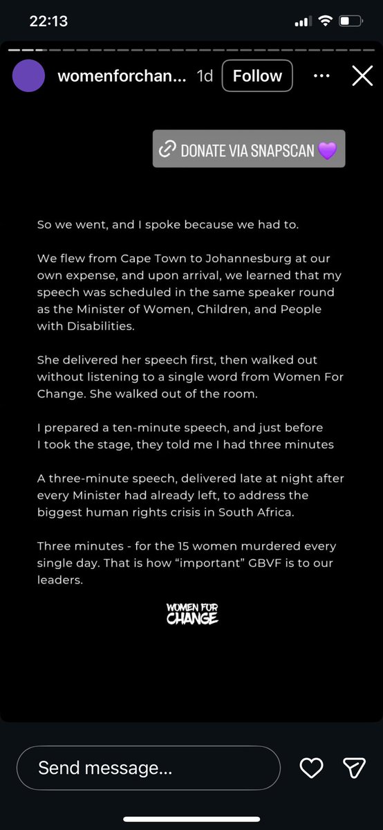 <a href="/DWYPD_ZA/">Dept of Women, Youth & Persons with Disabilities</a> The least you could've done is support the Women for Change organisation on the call for action against GBV but still failed them in their presence💔 so what's next? Another increase of stats, more speeches &amp; statements? 

You have failed us!!! We are on our own bafazi!!!