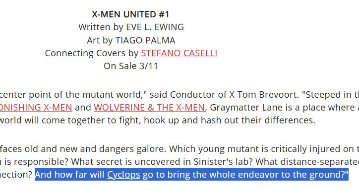 4everbuffy's tweet photo. Turning Cyclops into the bad guy who wants to “bring the whole endeavor to the ground” in X-Men United is the worst idea Marvel has had in years.
This is the same year Avengers: Doomsday positions him as one of Earth’s mightiest heroes.
#SaveCyclops #XMen #XSpoilers https://t.co/3qlJlFirWK