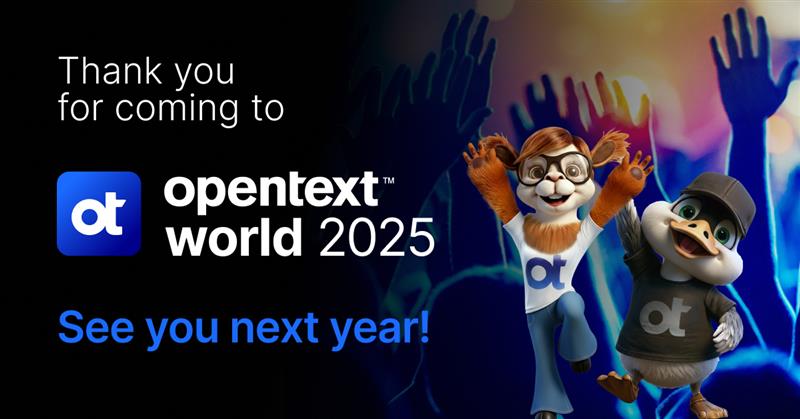 OpenText's tweet image. Thank you to everyone who attended #OpenTextWorld 2025! 🌎

Your energy, insights, and engagement made this year’s event in Nashville truly unforgettable.

We’re grateful for this incredible community and excited for everything we’ll build together next. Until next year! 💙👀