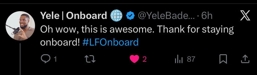 _AremuSuccess's tweet photo. Nothing beats getting noticed and  appreciated for expressing and admitting your love an amazing application like @OnboardGlobal 

The CEO himself @YeleBademosi followed me, commented on my post and retweeted 🤭🤭🤭 
Thanks for being a builder with vision, thanks for being an African, thanks for being a Nigerian 🌚🌚🙏

I feel like I’m on top of the work rn😂🥺❤️ 

Check my post out guys✌️ 

https://t.co/8WRLjYiKUb