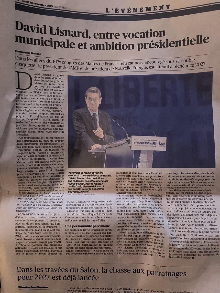 SunseroA's tweet image. « Le projet de mon mouvement se nourrit d’une expérience de terrain. J’ai des idées, des convictions que je défends régulièrement, mais le juge de paix, c’est la réalité » ⁦@davidlisnard⁩ ⁦@PresidentAmf⁩ 107ème #congresdesmaires dans ⁦@Le_Figaro⁩