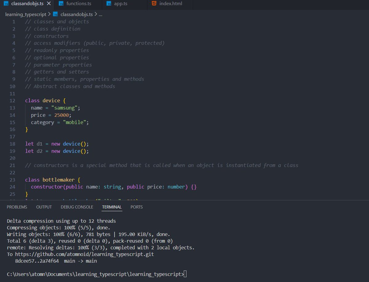 atomnoidd's tweet image. Day 4 of learning typescript
finally completed the class and object topics and started with functions, which i am going to complete it soon and maybe after tomorrow, I will be starting with projects using typescript lesssgoooo!!!

#SoftwareDevelopment #programmer  #WebDevelopment