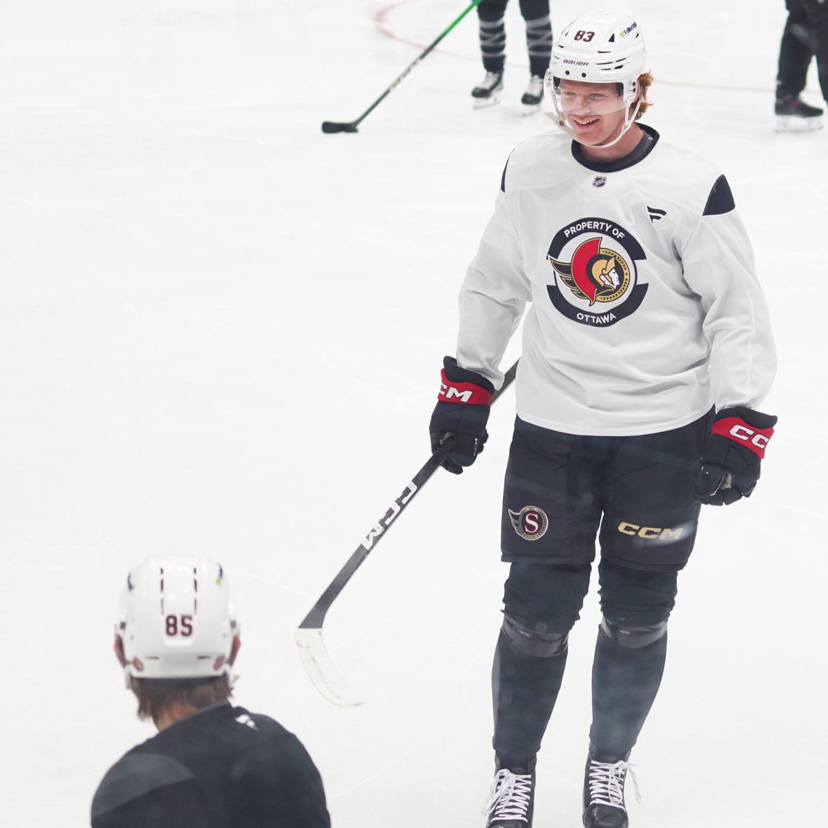 Senators's tweet photo. Smile if you're making your @NHL debut tonight 😁

#GoSensGo https://t.co/pOY2cKofna