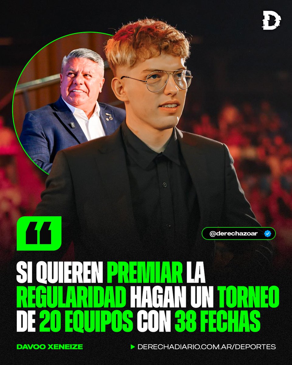 derechazoarg's tweet photo. 🇦🇷‼️ DAVOO XENEIZE ESTALLÓ CONTRA TAPIA: "Si quieren premiar la regularidad hagan un torneo de 20 equipos con 38 fechas".

🗣️ "Aún así me parece más grave que anuncien el título cuando ya terminó el año, pero con esta AFA hay que acostumbrarse a esas cosas". https://t.co/M9OHVhdVvW