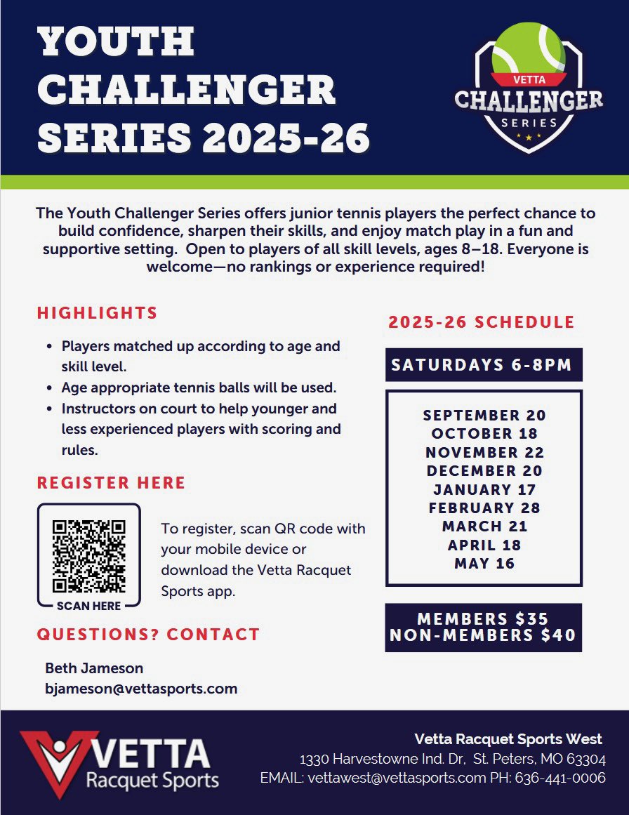 Tennis opportunity from Coach Kyle at Vetta West. Take advantage of the opportunity.