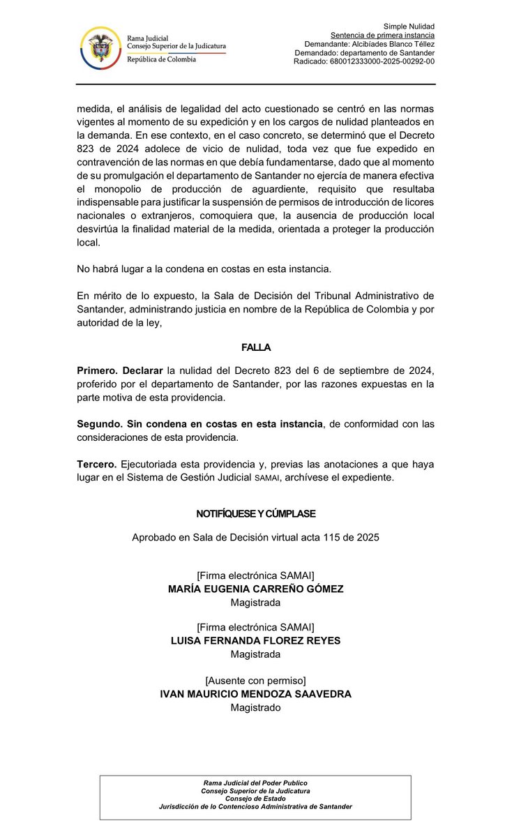 Socrates1948's tweet photo. #PrimiciadeSócrates Tribunal Administrativo de Santander anula decreto @GobdeSantander que buscaba imponer monopolio de licores en el departamento de Santander para favorecer a la fallida Empresa de Licores de Santander. 

A partir de hoy guaro para todos de todos los sabores. https://t.co/npsaukvK1L