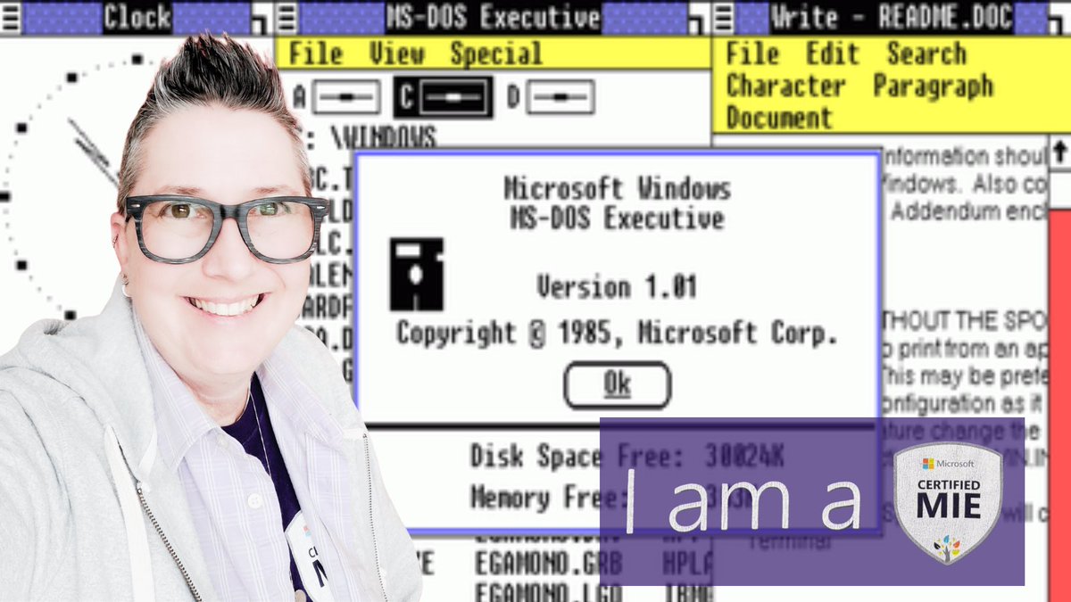 apsitjen's tweet image. 🗓️ On this day in history:
In 1985, @Microsoft released @Windows 1.0. So of course I’m sporting a @MicrosoftEDU 
“I am a Certified #MIEExpert”shirt for #ThrowbackThursday.  
#edtech 
T-Shirt # 95