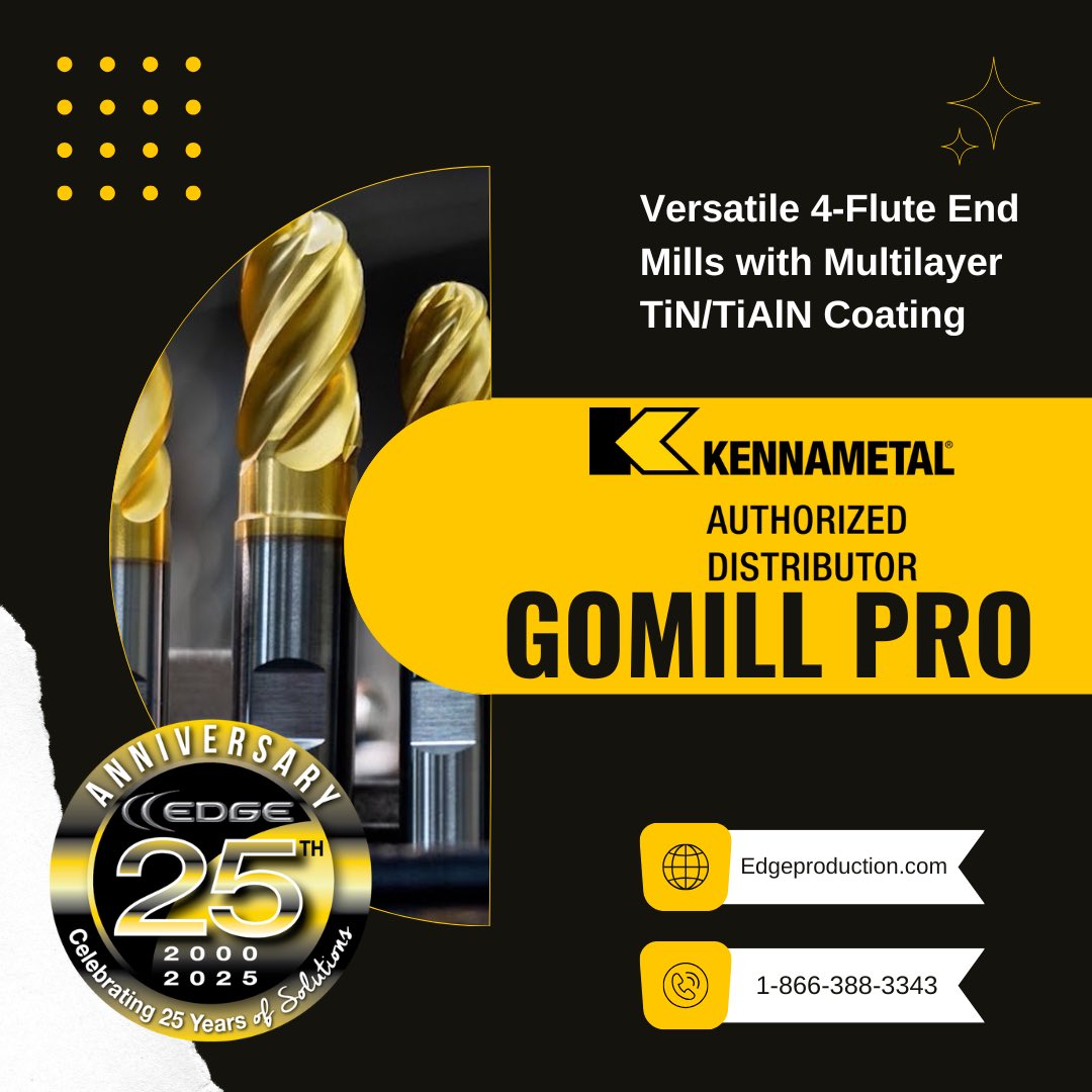 The GOmill PRO from <a href="/Kennametal/">Kennametal</a> is your new go-to end mill for cost efficiency, performance and versatility! Contact Edge to learn more!

#EdgeProductionSupplies #TotalMachiningSolutions #Kennametal #machinetools #industrialsupplies #YEG #YYC #YVR #WesternCanada #OilandGas