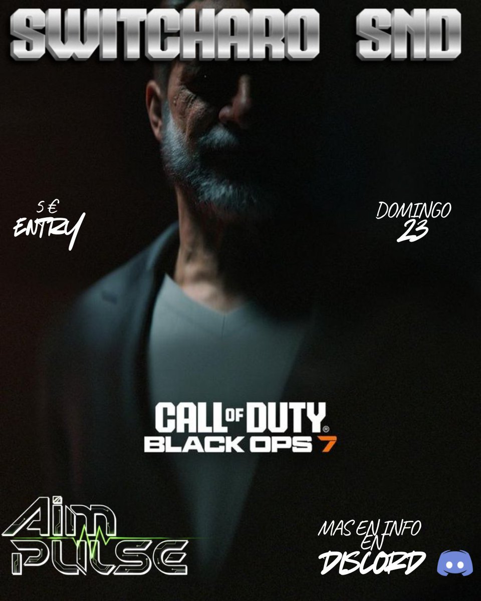 🗓️: DOMINGO, 23 NOVIEMBRE

⏲️: 18:00 H  

🗺️: BLACK OPS 7 

🌐 : HOST EU/NA

🔢: SWITCH SND 2VS2 BO3

📷: 5€ / Jugador