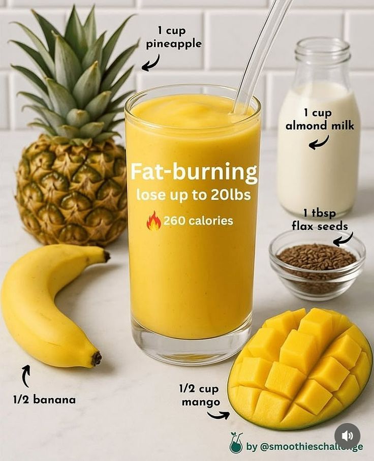 food_health_joy's tweet image. Fat Burning Smoothie Recipe (260 calories)🍍

#Smoothie #Healthy