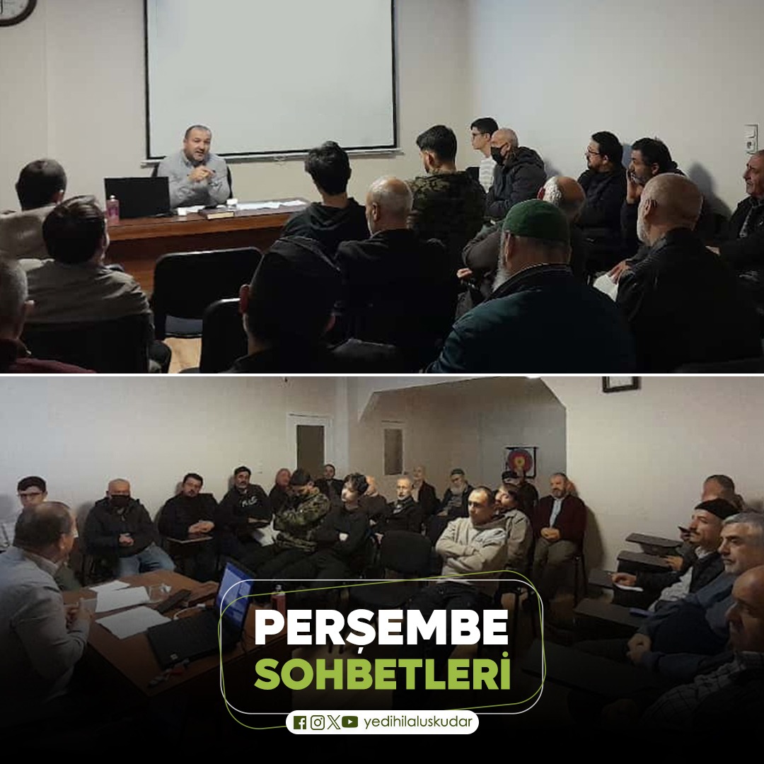 YediHilal Üsküdar olarak Perşembe Sohbetlerinde bu hafta Burhan Dilek hocamızla güzel bir sohbet yaptık. 
Teşrifleri ve sohbetleri için
Hocamıza ve tüm katılımcılarımıza teşekkür ederiz.

#YediHilalÜsküdar
#PerşembeSohbetleri