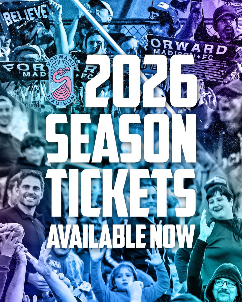 ForwrdMadisonFC's tweet image. @ForwrdMadisonFC Fans The 2026 Season Tickets Are Available Now Via The Link Below ⬇️ 

forwardmadisonfc.com/2026-season-ti…