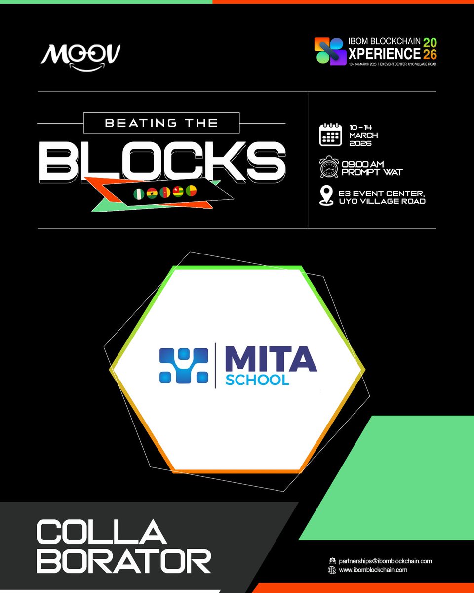 IbomBlockchain's tweet image. 𝐌𝐢𝐭𝐚 𝐒𝐜𝐡𝐨𝐨𝐥 𝐱 𝐈𝐁𝐗 𝟐𝟎𝟐𝟔

A collaboration shaping the future.

We’re excited to welcome Mita School as a key collaborator for Ibom Blockchain Xperience 2026 because the movement starts with education, exposure, and the builders of tomorrow.

@MitaSchool is…