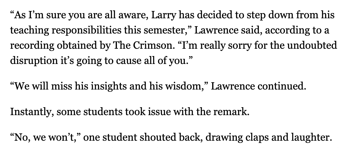 alexbronzini's tweet image. Far be it from me to defend Larry Summers, but why would you say this—or clap for it—if *you* chose to take the class?