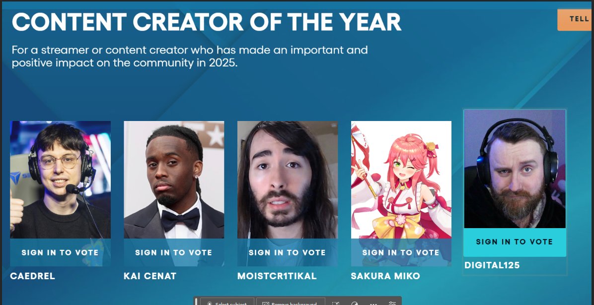 omg guys thank you so much for the nomination. Good luck to everyone involved, great creators all around. #gameawards