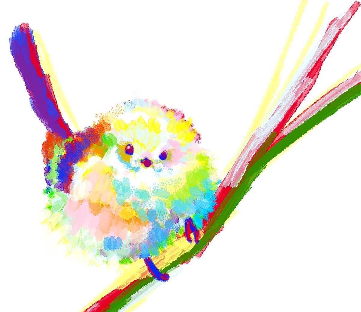 スマホで初の指描きエナガ〜♫