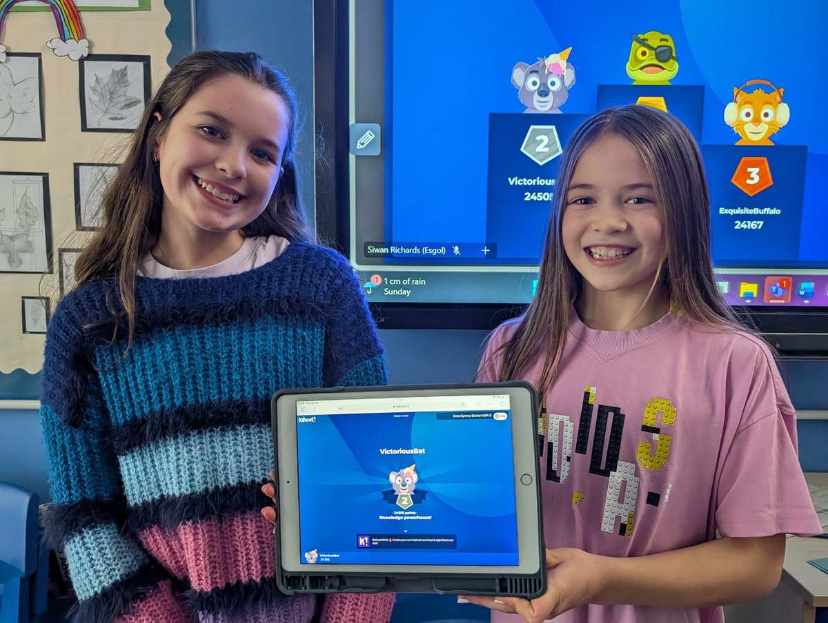 Llongyfarchiadau arbennig i Marged ac Alis am ddod yn ail yng nghwis Cymru E-sgol! Bu’r ddwy yn cystadlu’n frwd yn erbyn cannoedd o dimau ar draws Cymru!  

Da iawn chi 🌟🌟🌟

#llwyddogydangilydd