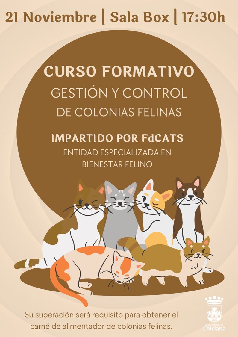 catadicta's tweet image. ⚠️ Mañana en #Chiclana formación impartido por @FdCATS 
Abierto a todas las personas involucradas en la gestión de #coloniasfelinas #CER 😺