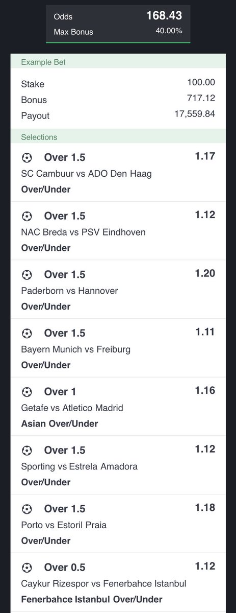 170  odds well  researched  teams to produce over 1.5 goals this weekend. We won 100 odds bball last Sunday. I’m giving you pre Christmas money. Repost and check comments section for bet Code
