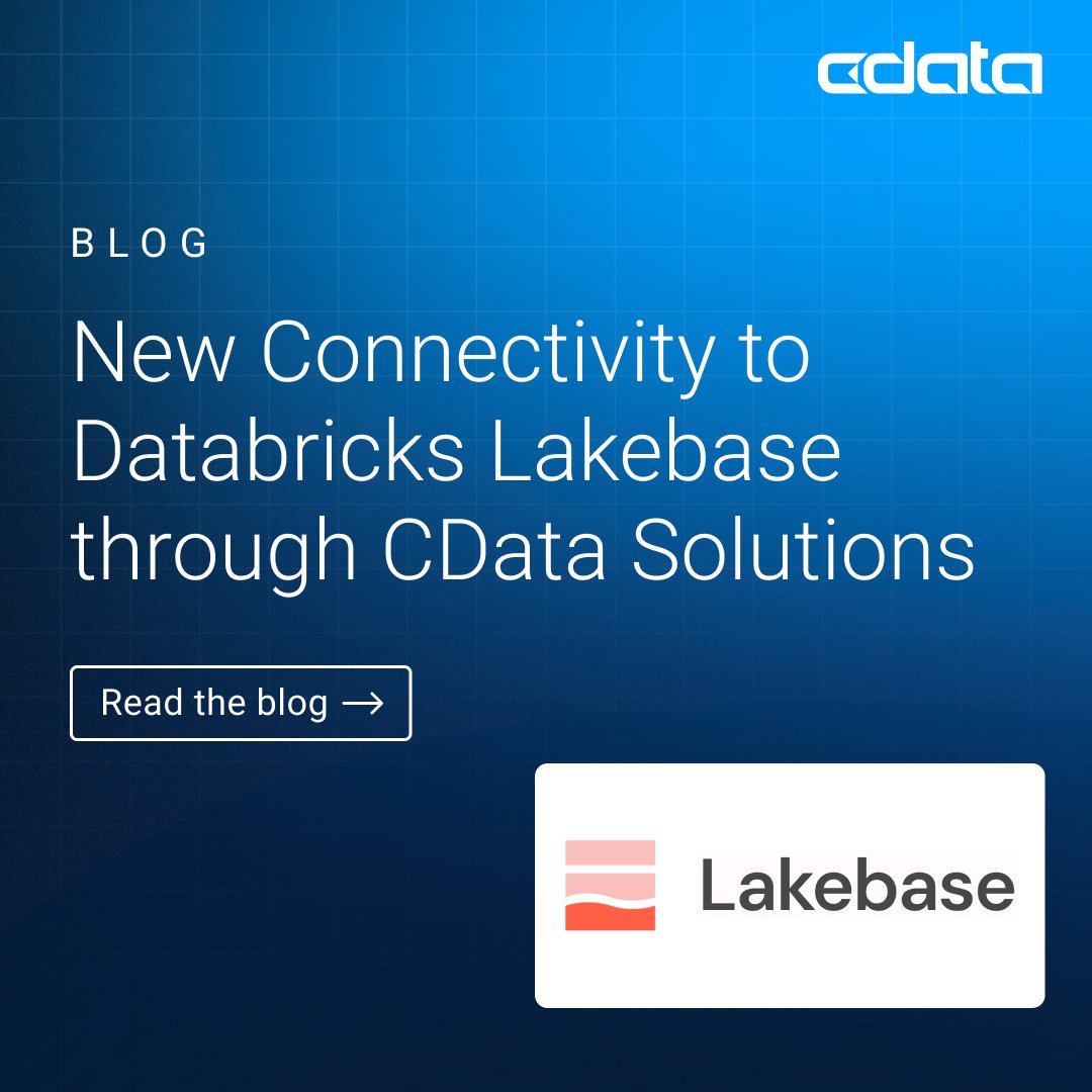 cdatasoftware's tweet image. Connecting Lakehouse + BI tools just got easier.

With CData’s new Lakebase drivers, you can plug in Lakebase to your favorite platforms, visualize data in Power BI, build apps and run AI workflows—live. Explore now: bit.ly/4pkGoWy