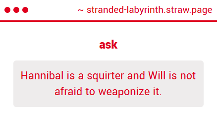 Will forces Hannibal to show him how to hook him to an IV because he's gonna make him squirt til he's at risk of hydration so let's prevent that so we can keep going &lt;3