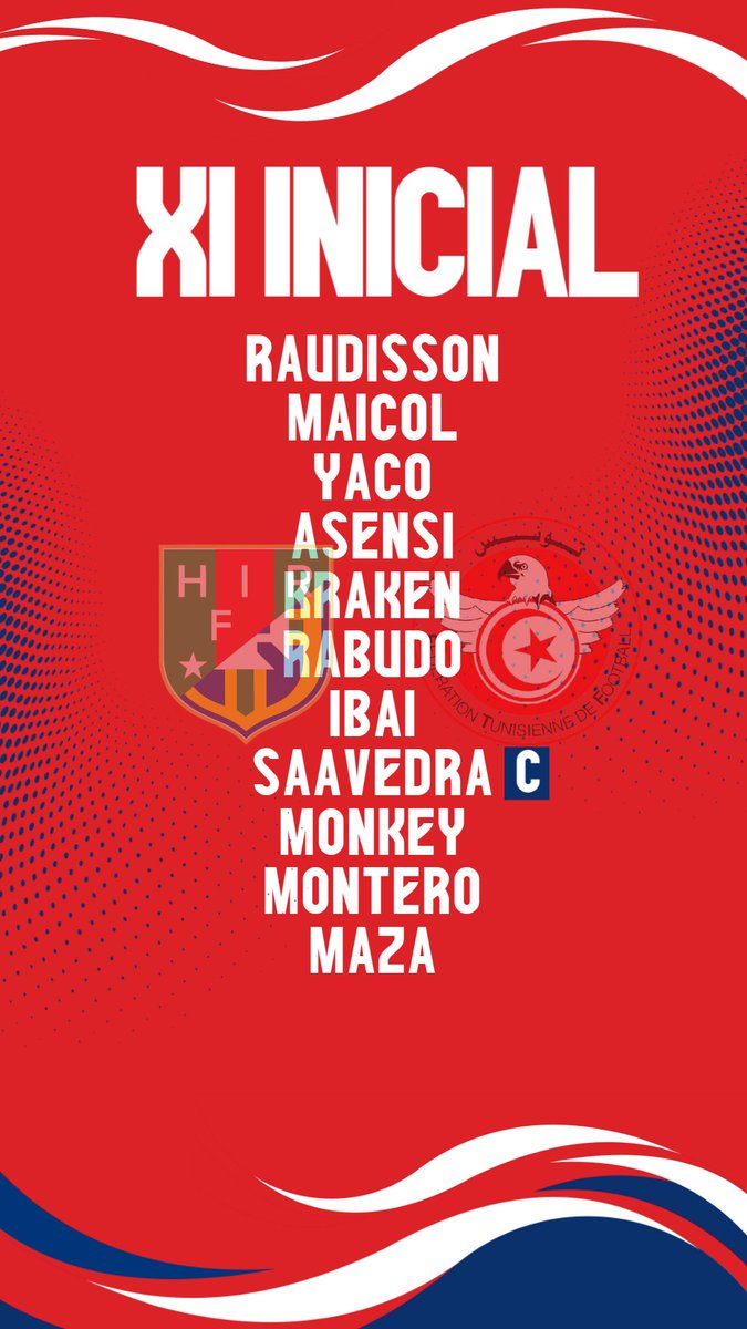 Alineación para esta noche vs Túnez