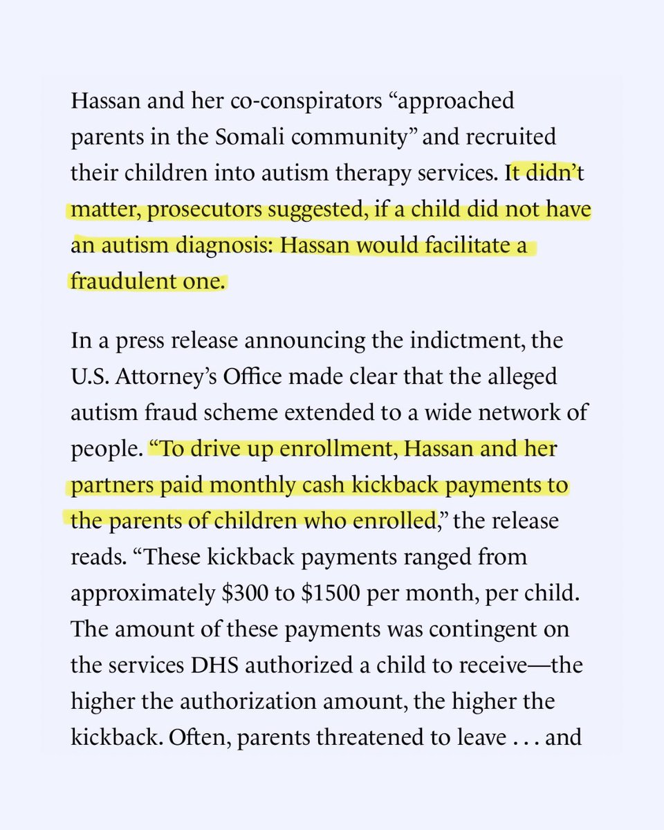 Minnesota’s Somali community has been caught funneling taxpayer dollars to the terrorist group Al-Shabaab overseas by falsely diagnosing children with autism through Medicaid.

Look at the insane spike in claims: 
2018: $3 million 
2023: $399 million

Within this same time