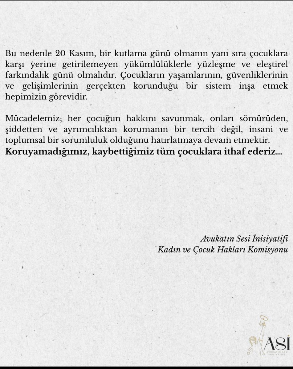 20 Kasım Dünya Çocuk Hakları Günü Açıklamamızdır👇