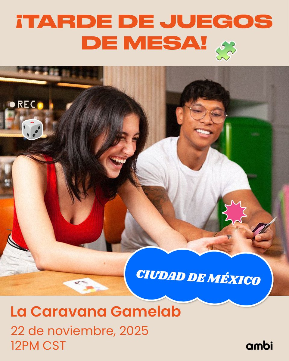 amBiSocial's tweet image. Trae a tus amigos y tu juego favorito. Únete a la tarde de juegos de mesa de amBi CDMX. 🎲