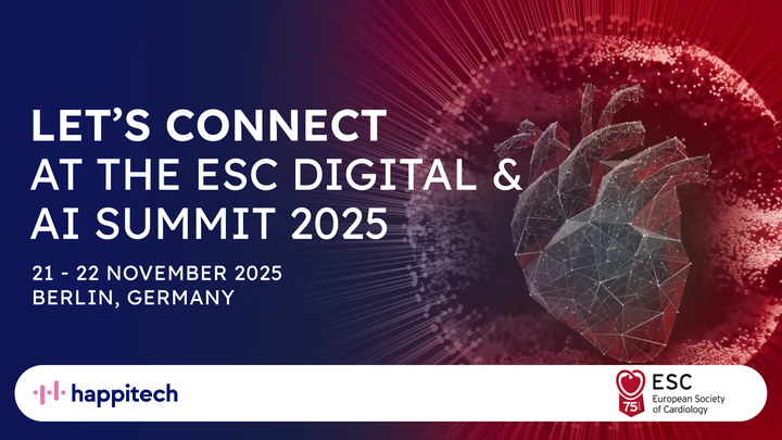 PPG is at the heart of Happitech’s smartphone-based cardiac monitoring. We will be at ESC Digital &amp; AI Summit 2025 in Berlin (21–22 Nov) and would like to meet researchers and innovators working on PPG, digital biomarkers and AI in cardiology. #ESCAIsummit2025 #ESC