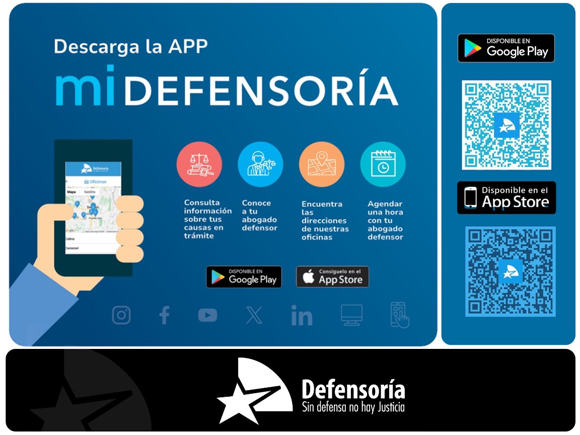 📱✨ Descarga miDefensoría y consulta tu causa o contacto con tu defensor. Disponible en Google Play y App Store. Porque #SinDefensaNoHayJusticia
