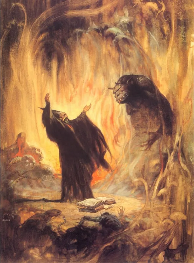 fabiaschi's tweet image. Frank Frazetta - A Terrible Wizard (1965)