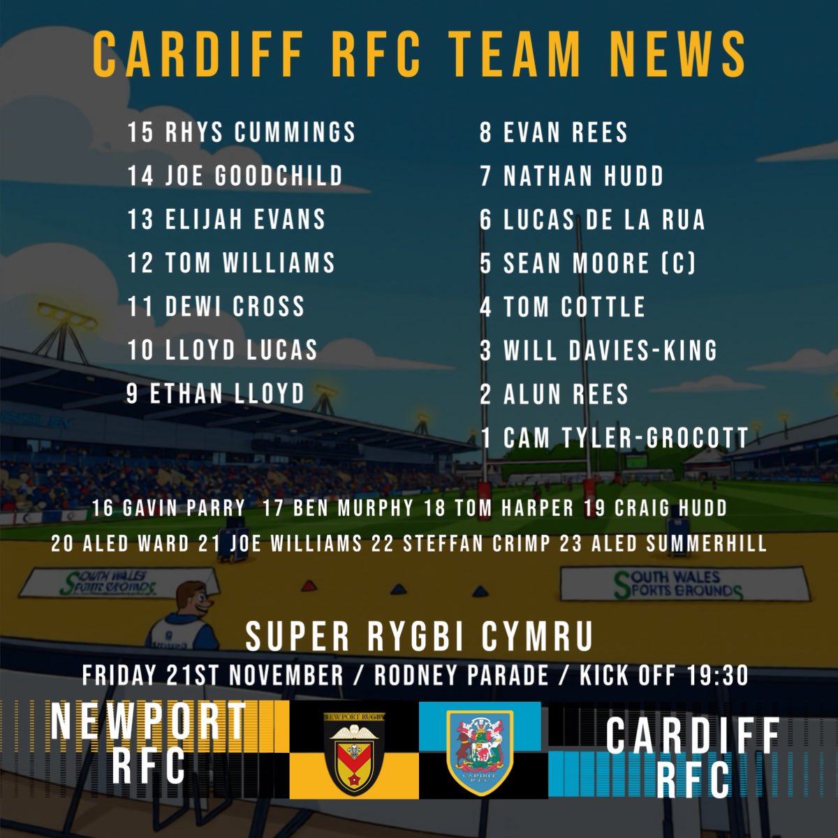 CardiffRFCfan's tweet image. Strong looking Cardiff RFC side for tomorrow. Including Aled Summerhill on the bench.